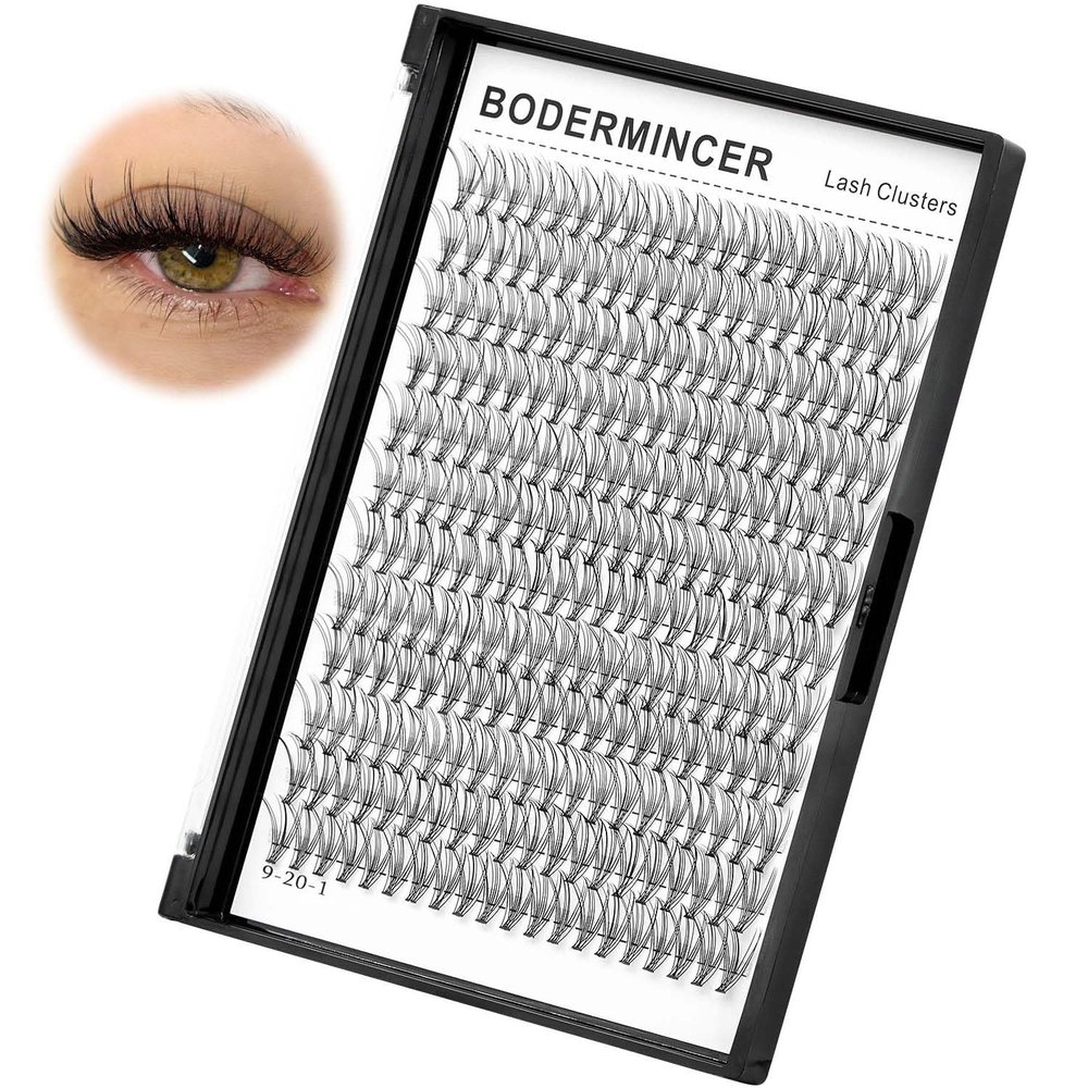 Bodermincer Large Tray D Curl 12 Rows 240 Bundles 10D Cluster Eyelash Extension Natural Russian Volume Faux Cils Eyelashes Individual Cluster False Lashes Makeup 6-20mm to Choose (12mm)
