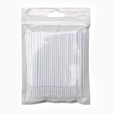 MIPPER 100 pcs Micro Cotton Swabs Disposable Micro Brush Applicator for Eyelash Extension Makeup Clean (white,small)