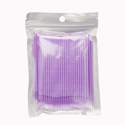 MIPPER 100 pcs Micro Cotton Swabs Disposable Micro Brush Applicator for Eyelash Extension Makeup Clean (light purple,medium)