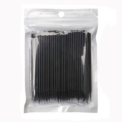 MIPPER 100 pcs Micro Cotton Swabs Disposable Micro Brush Applicator for Eyelash Extension Makeup Clean (black,small)