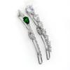 Small Practical Cute Lovely 2pcs 7pcs Pearl Gold Silver-Plated Zirconia Cubic Hairpin Accessories for Women Clip Sets (2pcs Green) view 2