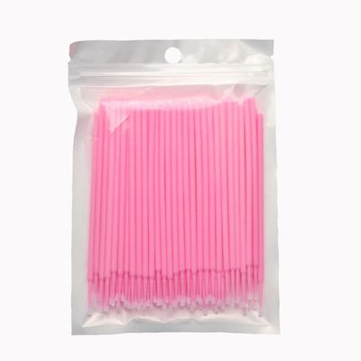 MIPPER 100 pcs Micro Cotton Swabs Disposable Micro Brush Applicator for Eyelash Extension Makeup Clean (pink,medium)
