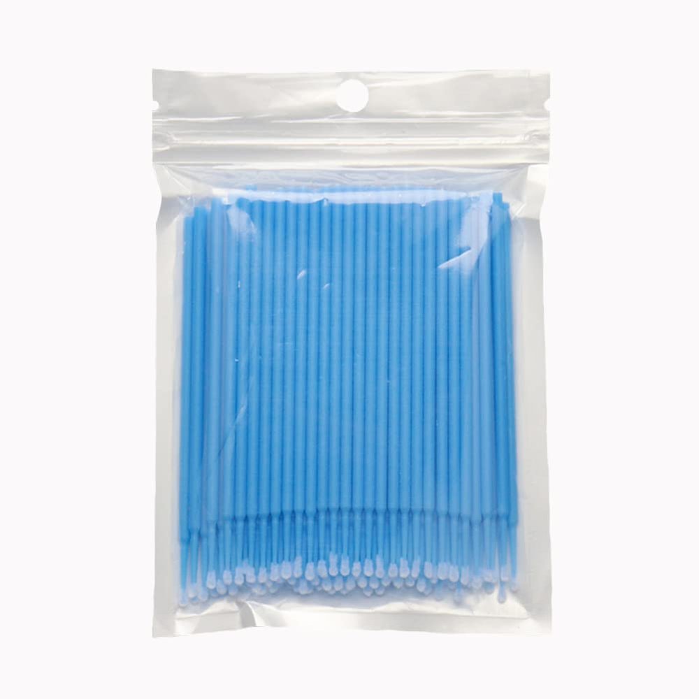 MIPPER 100 pcs Micro Cotton Swabs Disposable Micro Brush Applicator for Eyelash Extension Makeup Clean (dark blue,large)