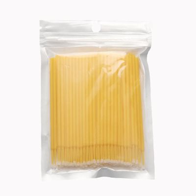 MIPPER 100 pcs Micro Cotton Swabs Disposable Micro Brush Applicator for Eyelash Extension Makeup Clean (yellow,large)