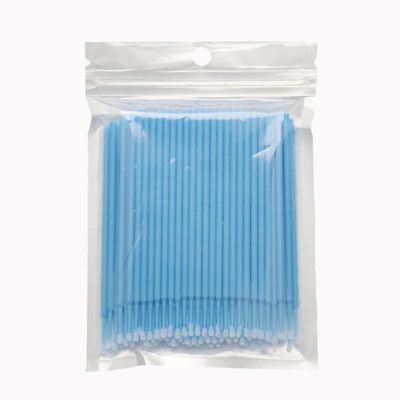 MIPPER 100 pcs Micro Cotton Swabs Disposable Micro Brush Applicator for Eyelash Extension Makeup Clean (light blue,large)