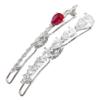 Small Practical Cute Lovely 2pcs 7pcs Pearl Gold Silver-Plated Zirconia Cubic Hairpin Accessories for Women Clip Sets (2pcs Red) view 1
