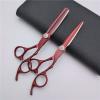 Professional Hair Cutting Shears, 6 Inch Professional Japan 440c Steel Deep Red Hair Scissors Cutting Barber Haircut Thinning Shears Hairdresser Scissors Set (Size : Set) view 1