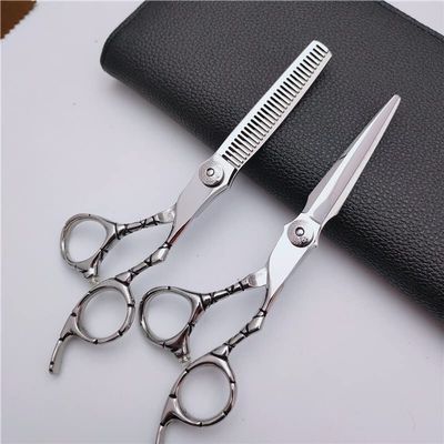 Professional Hair Cutting Shears, 6 Inch Professional Japan 440c Steel Anti-slip Handle Hair Scissors Cutting Barber Haircut Thinning Shears Hairdresser Scissors Set (Size : Set)