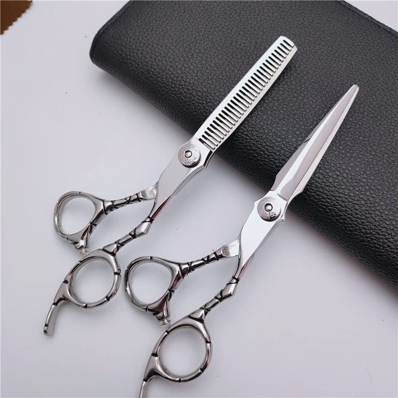 Professional Hair Cutting Shears, 6 Inch Professional Japan 440c Steel Anti-slip Handle Hair Scissors Cutting Barber Haircut Thinning Shears Hairdresser Scissors Set (Size : Set)