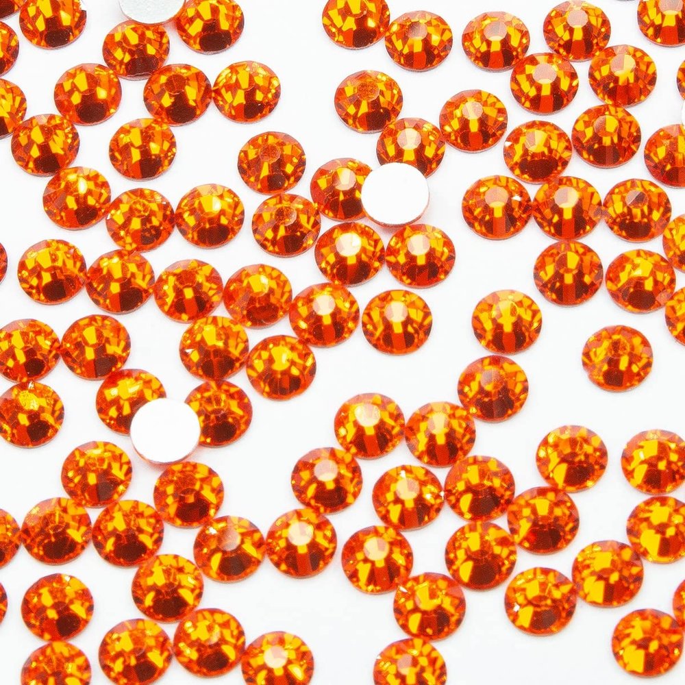 1440pcs SS20 Orange Nail Rhinestones Flatback Bulk Orange Nail Charms K9 Glass Round Gems Beads Stones Diamonds Glitter Gluefix for Nail Art Jewels Crafts Eye Face Makeup Clothes Shoes DIY (Hyacinth)