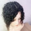 BESTOPPER 6.3*7.1in Curly/Wavy Hair Toppers For Women,Large Silk Base Real Human Hair Hairpieces Toupee Wiglet for Severely Thinning Hair (light brown4#,12in-left part) view 3