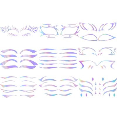 ANCIRS 9 Pack Holographic Stickers for Eye Makeup, Temporary Crystal Face Tattoo Eyebrow Stickers for Halloween Carnival Party Cosplay Music Festival Decoration