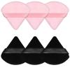 Pimoys 6 Pieces Powder Puff Face Makeup Sponge Soft Velour Triangle Powder Puffs Beauty Sponge Stocking Stuffers for Loose Powder (Black, Pink) view 1