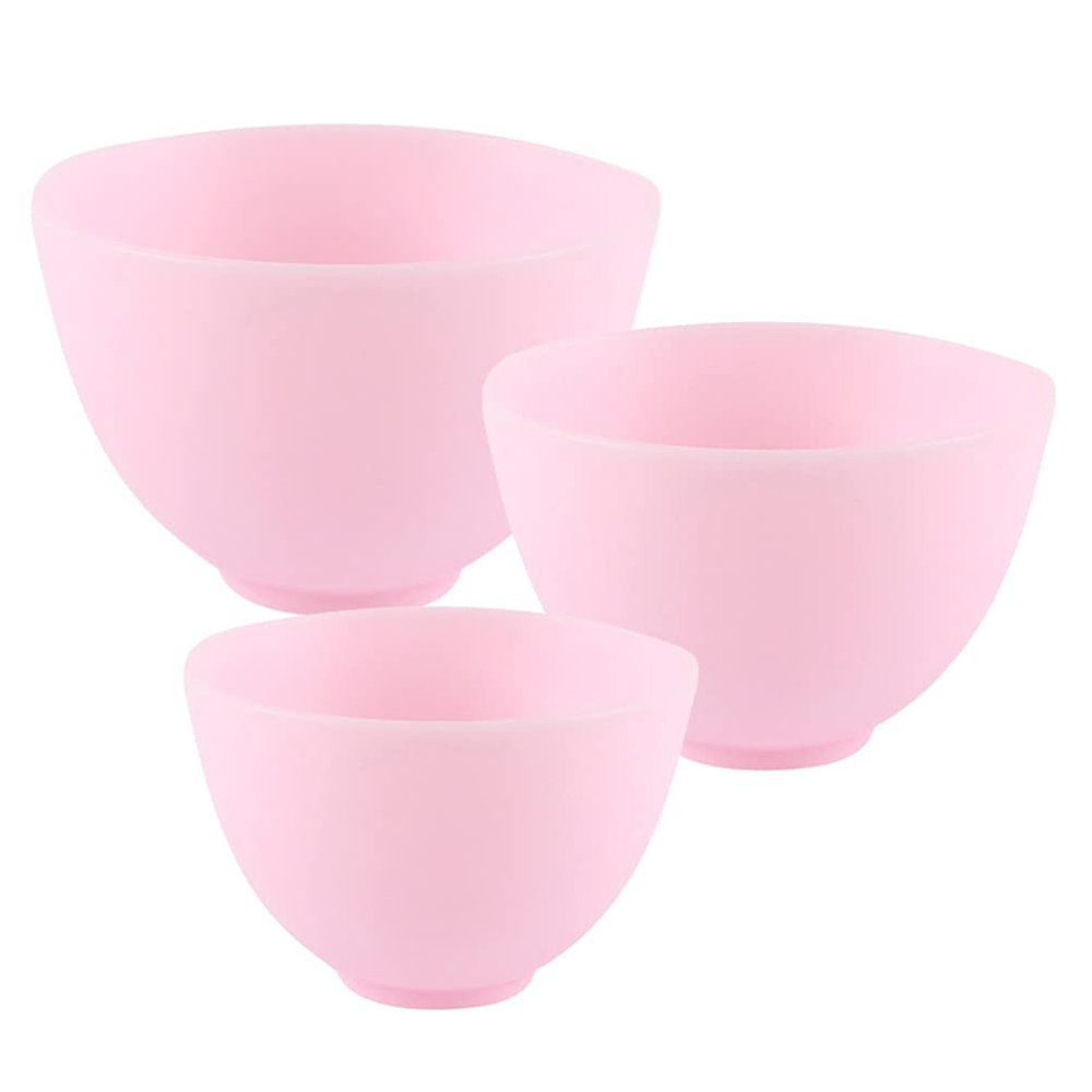 FOMIYES Manicure Kit Mud Water 3Pcs Silicone Mask Bowls, DIY Facial Mask Stirring Bowls Beauty Tool, Mud Mask Mixing Bowls for Home, Spa and Use () Mixing Bowl Set Spatula Set