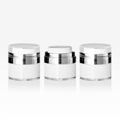 Cosmetic Packaging Now Echo Airless Jar, 15 ML, with Shiny Silver Collar (3 Pack)