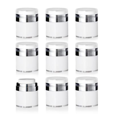 Cosmetic Packaging Now Echo Airless Jar, 30 ML, with Shiny Silver Collar (84 Pack)