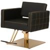 Buy-Rite Zara Styling Chair with Gold Stitching, Extra Wide Seat, Square Gold Base & Footrest - Modern Black Tufted Salon Chair for Hair Stylists & Barbers, Wipe-Clean Design, YLG-192-GOLD view 1