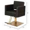 Buy-Rite Zara Styling Chair with Gold Stitching, Extra Wide Seat, Square Gold Base & Footrest - Modern Black Tufted Salon Chair for Hair Stylists & Barbers, Wipe-Clean Design, YLG-192-GOLD view 2