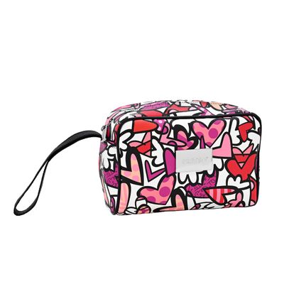 Britto Romero Eco Leather Toiletry Bag, Alive, Pink Hearts