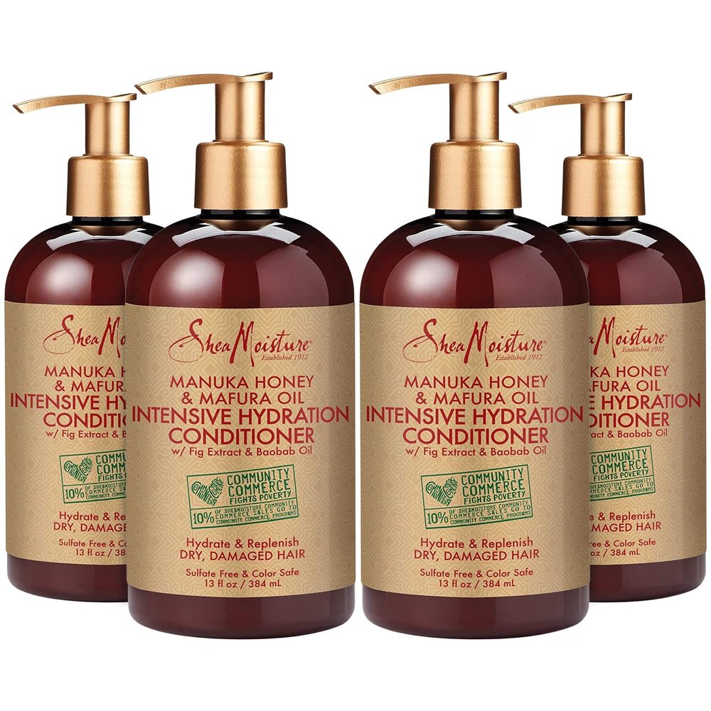 SheaMoisture Manuka Honey & Mafura Oil Conditioner with Fig Extract and Baobab Oil- Hydrate + Replenish, Shea Moisture Curly Hair Products to Nourish and Soften Hair, 13 Oz Ea (Pack of 4)