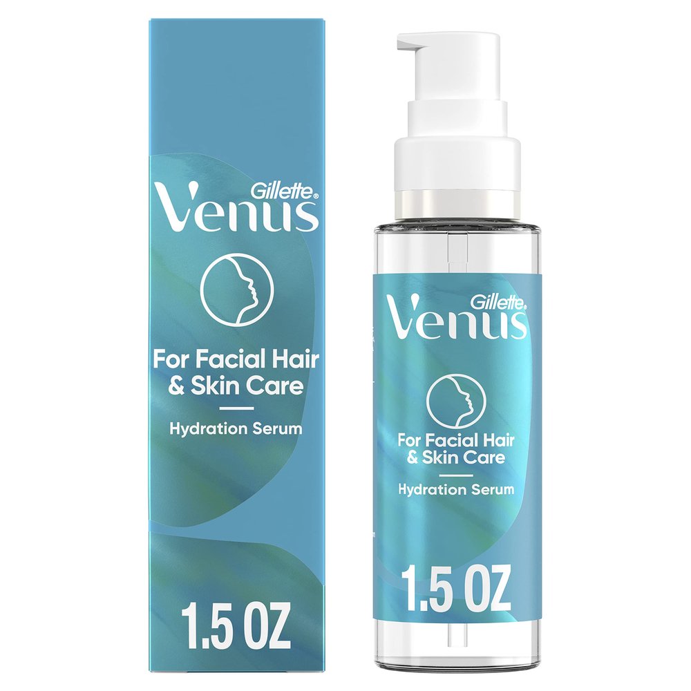 Gillette Venus Facial Hydration Serum with a Touch of Hyaluronic Acid, 1.5 oz Bottle, Use Post Dermaplaning Tool, Dermaplaning Moisturizer, Dermaplane Oil, Dermaplane Moisturizer, Pre Eyebrow Razor