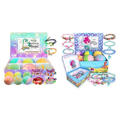 Bath Bombs for Girls with Jewelry Inside Plus Jewelry Box for Kids-Family Pack