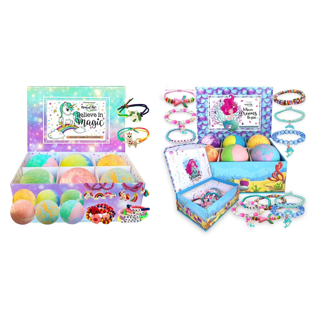 Bath Bombs for Girls with Jewelry Inside Plus Jewelry Box for Kids-Family Pack