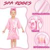 Jecery 18 Pcs Spa Party Supplies for Girls 6 Satin Kimono Robe 6 Spa Headband 6 Disposable Foam Pedicure Slippers (Pink,Size 10) view 2