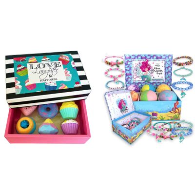 Bath Bombs for Girls with Jewelry Inside - 6 Aromatherapy Bathbombs - Family Pack