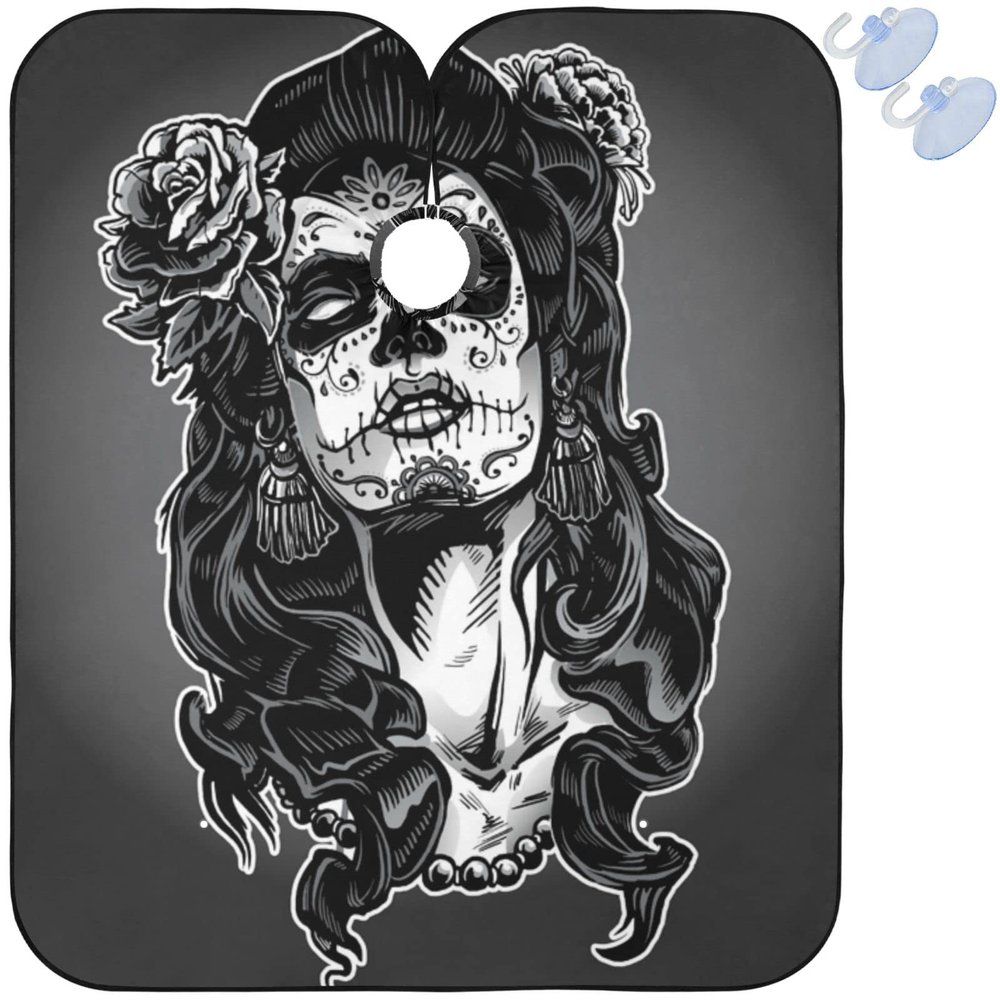 Visesunny Barber Cape - Dead Skull Woman Hair Cutting Salon Apron Anti-Static Water-Resistant Shaving Bib Hairdressing Cape