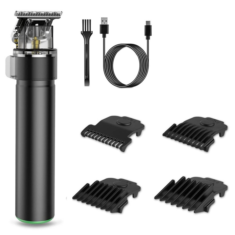 Professional Hair Clippers for Men, T-Shaped Professional Hair Clipper USB Rechargeable Hair Cutting Machine Portable Beard Hair Trimmer Electric Shaver (Color : Black)