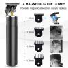 Professional Hair Clippers for Men, T-Shaped Professional Hair Clipper USB Rechargeable Hair Cutting Machine Portable Beard Hair Trimmer Electric Shaver (Color : Black) view 3
