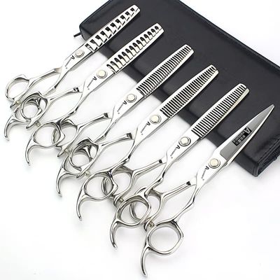 AXEMOORE 6-inch hairdresser special hair scissors flat cut thinning hair scissors haircut suit (3PC-2)