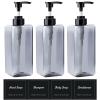 Suream 22oz Empty Plastic Bottles for Shampoo with Lables, 3Packs Bathroom Shower Containers, Refillable & Reusable Lotion Dispenser, Pump Press Bottles for Kitchen, Office, Hotel, Travel, SPA view 1