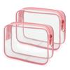 Wedama TSA Approved Toiletry Bag, Cosmetic Bags 2 Pack with Zipper Carry on Airline Airport Travel Accessories, PVC Makeup Bags for Travel, Quart Size Travel Bags for Men and Women-Pink view 1