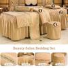 QQXX Beauty Salon Massage Table Sheet Sets, SPA Beauty Bed Cover with Face Breath and Side Pocket,Solid Color Massage Salon Bed Bedspread Massage Table Skirt Bed Cover,F,31x75inch view 2