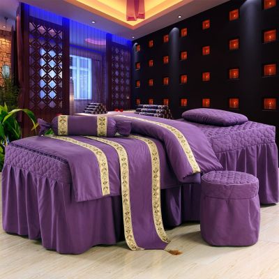 QQXX Beauty Salon Massage Table Sheet Sets, SPA Beauty Bed Cover with Face Breath and Side Pocket,Solid Color Massage Salon Bed Bedspread Massage Table Skirt Bed Cover,D,31x75inch