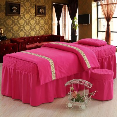 QQXX Beauty Salon Massage Table Sheet Sets, SPA Beauty Bed Cover with Face Breath and Side Pocket,Solid Color Massage Salon Bed Bedspread Massage Table Skirt Bed Cover,E,31x75inch
