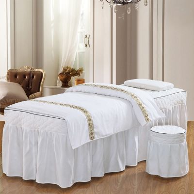 QQXX Beauty Salon Massage Table Sheet Sets, SPA Beauty Bed Cover with Face Breath and Side Pocket,Solid Color Massage Salon Bed Bedspread Massage Table Skirt Bed Cover,H,31x75inch