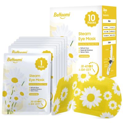 BeHoomi Steam Eye Mask, 10 Packs Heated Eye Mask, Self Heating Disposable SPA Warm Compress for Eyes Sleep Mask, Travel Essentials & Relaxation Gifts, Stocking Stuffers (Chamomile Scent)