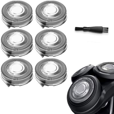 Gleway SH50/52 Replacement Heads Compatible with Philips Series 5000 Electric Shavers, SH50 Blades Heads Compatible with Norelco Series 5000 Razors PT8xx, PT7xx, AT8xx, AT7xx, 6 Pack with Brush