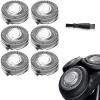 Gleway SH50/52 Replacement Heads Compatible with Philips Series 5000 Electric Shavers, SH50 Blades Heads Compatible with Norelco Series 5000 Razors PT8xx, PT7xx, AT8xx, AT7xx, 6 Pack with Brush view 1