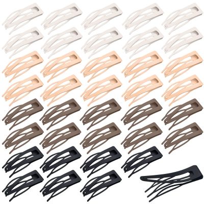 40 Pieces Snap Hair Clips Grip Hair Metal Barrettes for Women Snap Double Clip Pins Accessories for Women Making Salon(Black, Dark Brown, Beige, Cream)