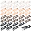 40 Pieces Snap Hair Clips Grip Hair Metal Barrettes for Women Snap Double Clip Pins Accessories for Women Making Salon(Black, Dark Brown, Beige, Cream) view 1