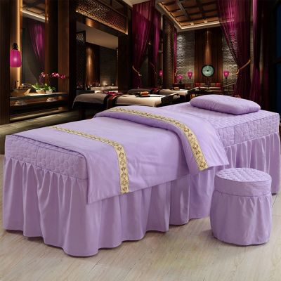 QQXX Beauty Salon Massage Table Sheet Sets, SPA Beauty Bed Cover with Face Breath and Side Pocket,Solid Color Massage Salon Bed Bedspread Massage Table Skirt Bed Cover,J,31x75inch