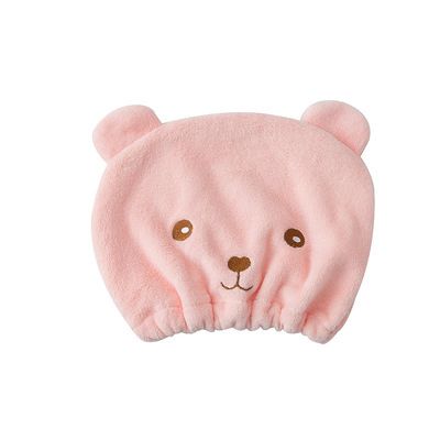 YBERO Thickened Dry Hair Cap Fiber Quick-Drying Bag Bandana Pink