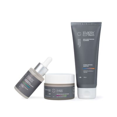 BODYTALES Hydrating & Glowing Skin Care Combo (Skin Plumping Hyaluronic Face Serum 30ml, Skin Moisturizing Cleanser 100ml & Skin-Rejuvenating Moisturizer 50gm), Set of 3