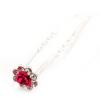 Bridal/Wedding/Prom/Party Set Of 6 Clear Austrian Crystal Fuchsia Rose Flower Hair Pins In Silver Tone view 4