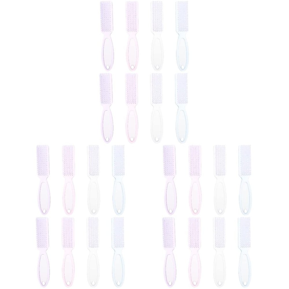 minkissy 24pcs Manicure Nail Scrubbing Brushes Ergonomic Handle for Easy Cleaning Lightweight Fingernail Scrubber for Home and Travel Transparent Colors