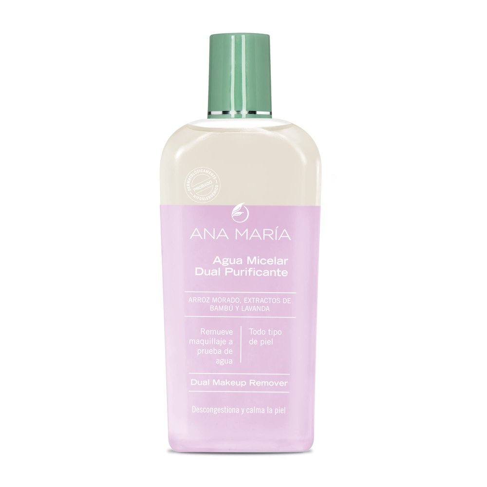 Ana Maria Agua Micelar Dual Purificante Todo Tipo de Piel Descongestiona y Calma la Piel | Dual Makeup Remover 6oz-180ml